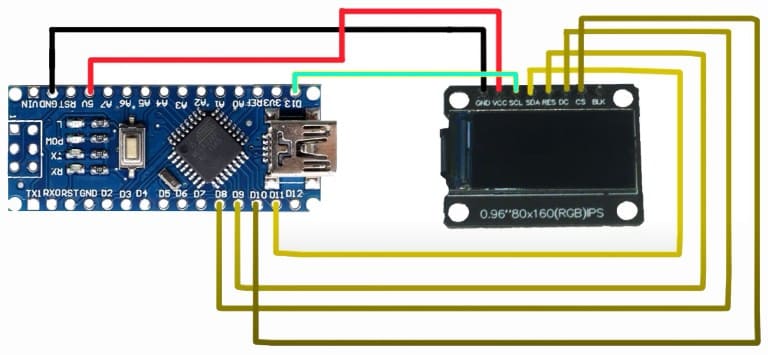 Подключение дисплея Ips 0,96 дюймов (80*160) на базе ST7735 к Arduino