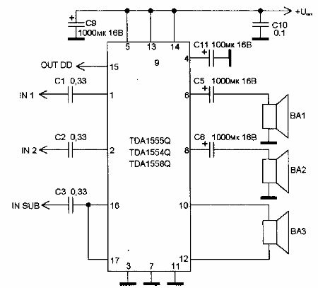 Усилитель на микросхеме TDA 1554q 1555q 1558q