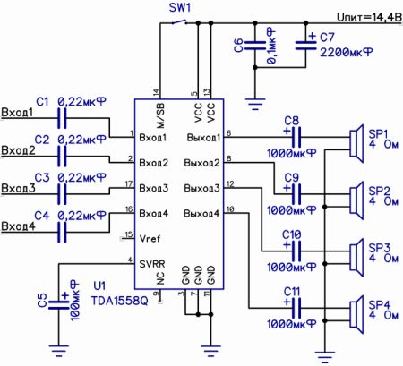 Усилитель на микросхеме TDA 1554q 1555q 1558q