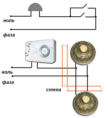 Схема подключения дверного звонка
