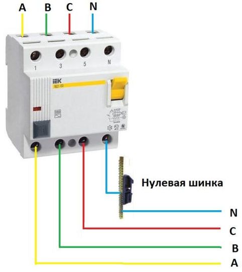 Схемы подключения УЗО