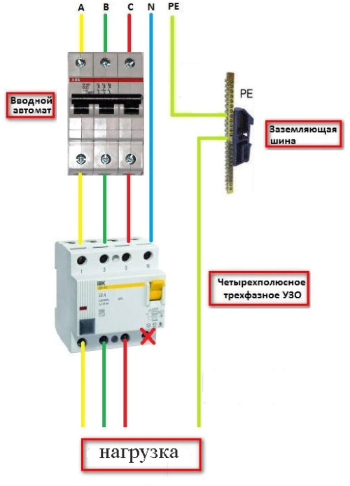 Схемы подключения УЗО