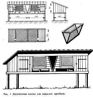 Двухместная клетка для кроликов 